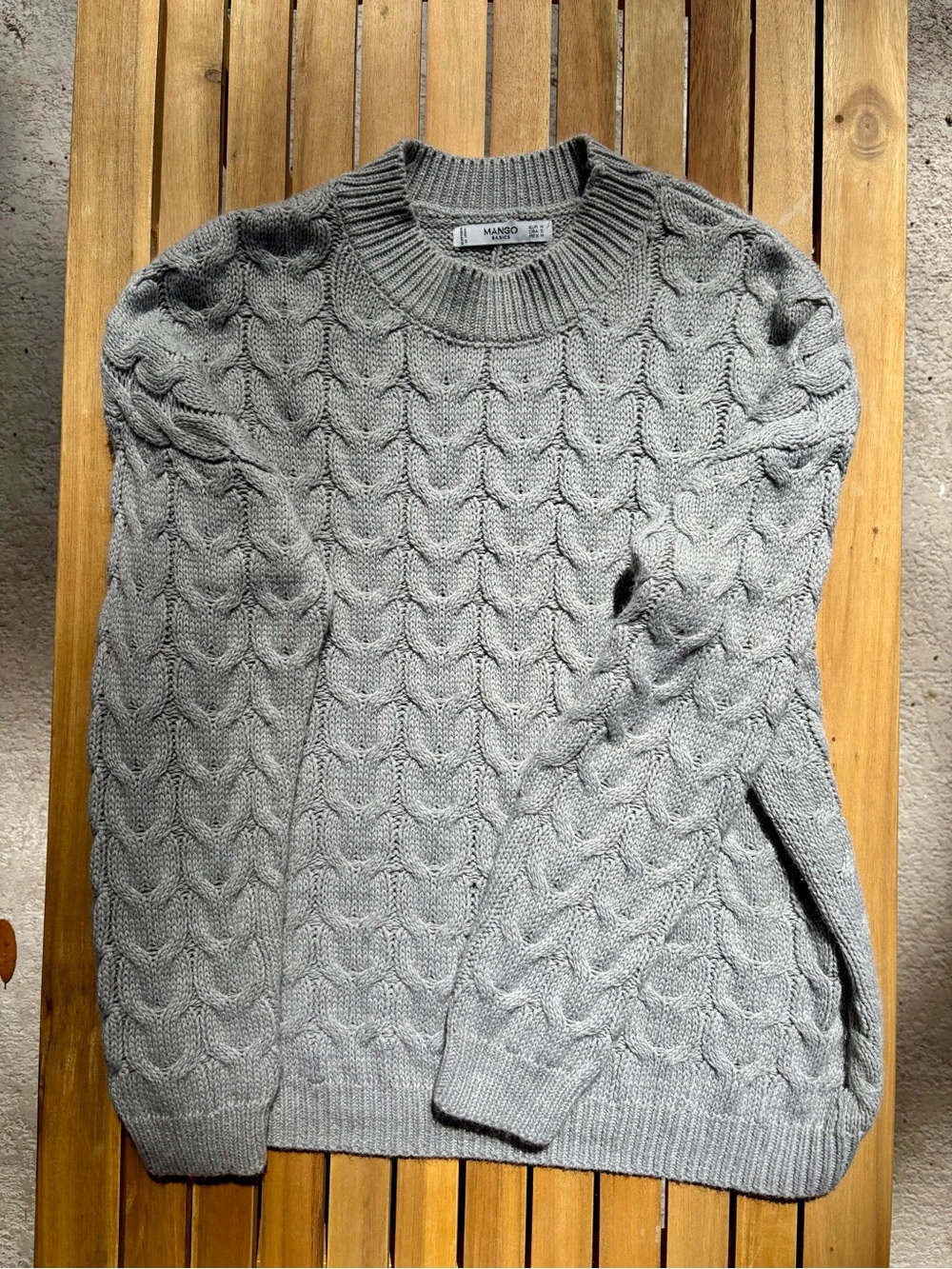 Mango Grey Cable Knit Sweater